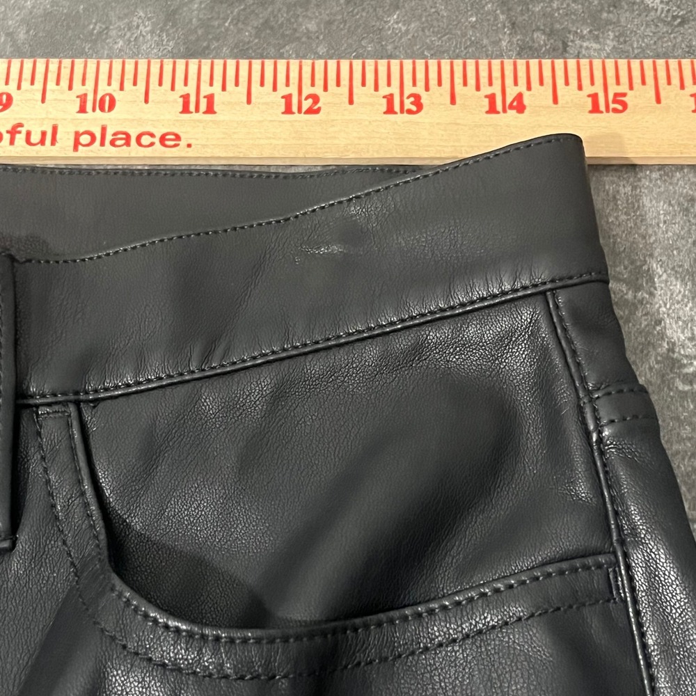 J.Crew Faux Leather Pants Women Size 28 Black Straight Leg Edgy - Picture 6 of 8